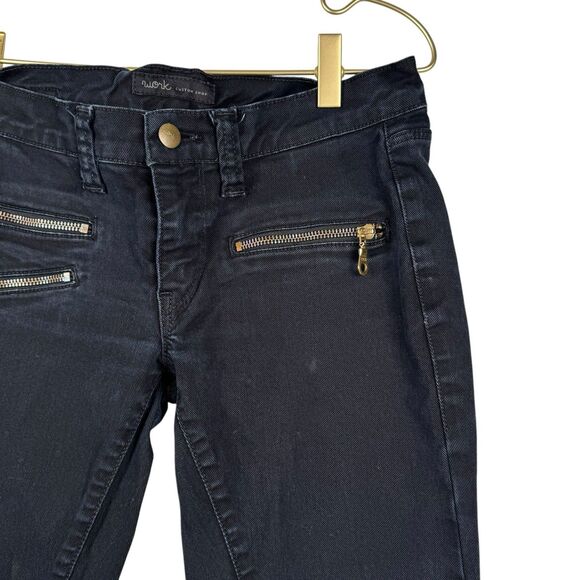 WORK Custom Shop Women’s Gold Zippers Skinny Moto Dark Wash Jeans size 28 0082 - Picture 2 of 11